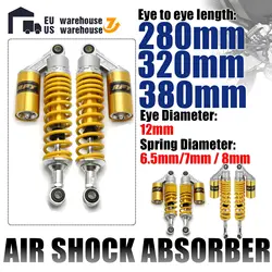280mm 320mm 380mm Motorcycle Motorcross Dirt BIke Air Shock Absorber Rear Suspension ATV Quad Scooter Gas Cylinder Spring Yellow