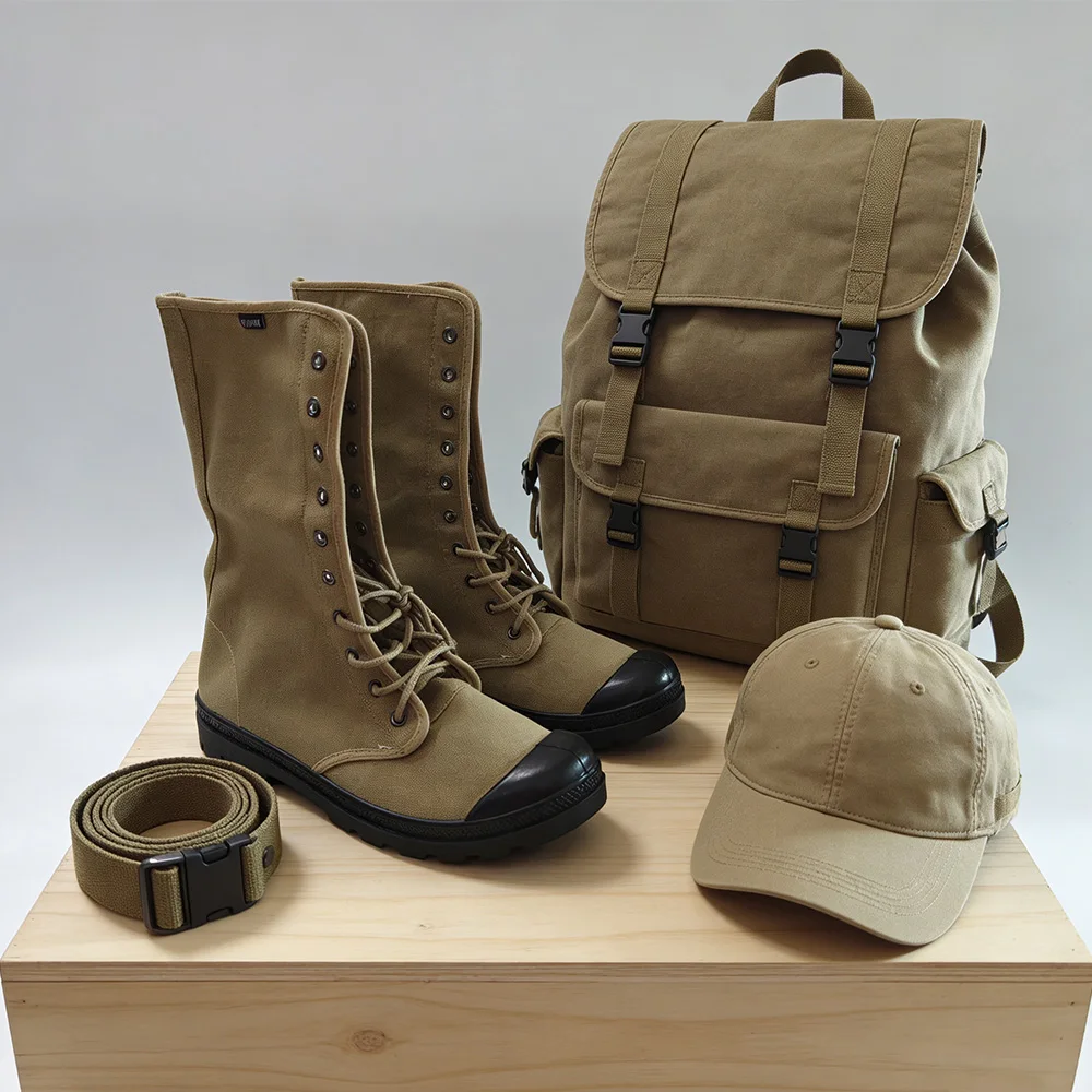 Classic High-Top Desert Boots Mens Canvas Boots Military Style Side Zipper Outdoor Shoes Breathable Non-slip DX939