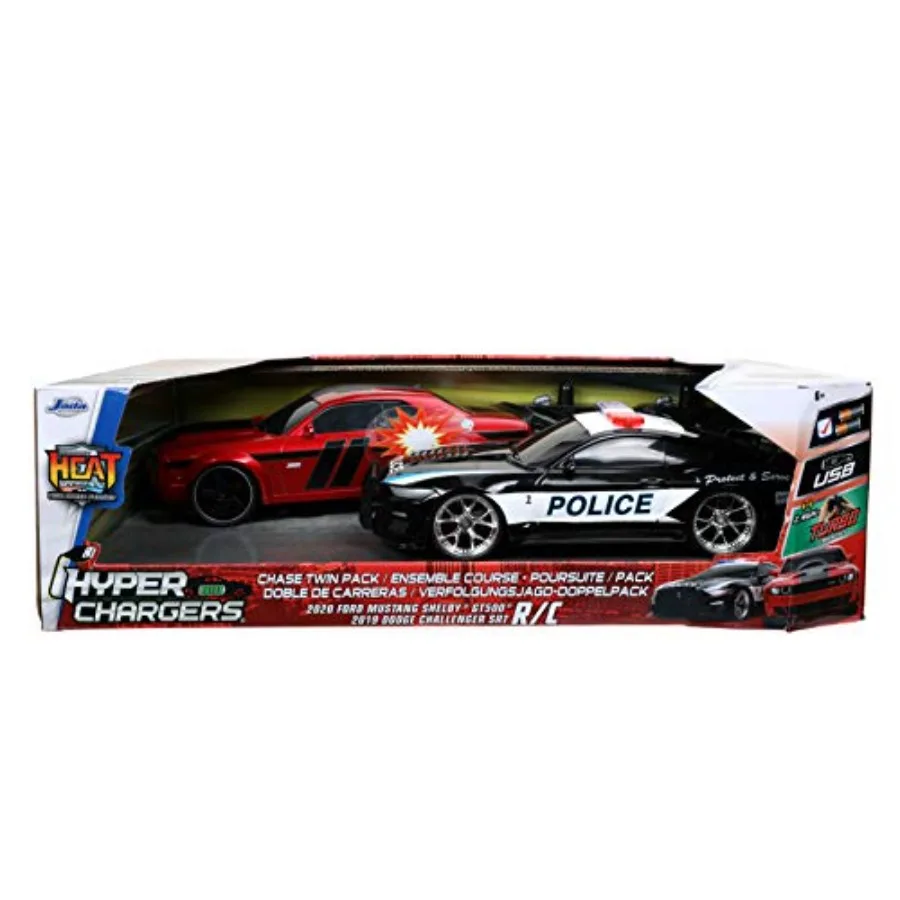 

Remote control car toy for kids and adults: 1:16 scale Hyperchargers Mustang Shelby GT500 and Dodge SRT durable plastic body m