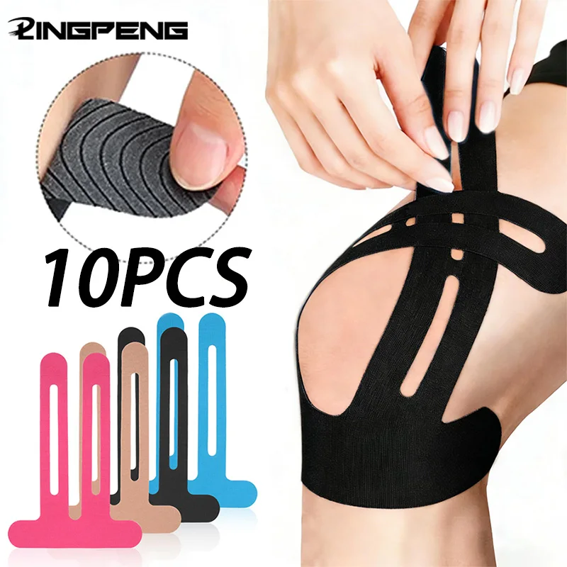 Cinta de kinesiología precortada para rodillas, impermeable, elástica, transpirable, cinta atlética para rodillas, proporciona soporte y estabilidad para correr