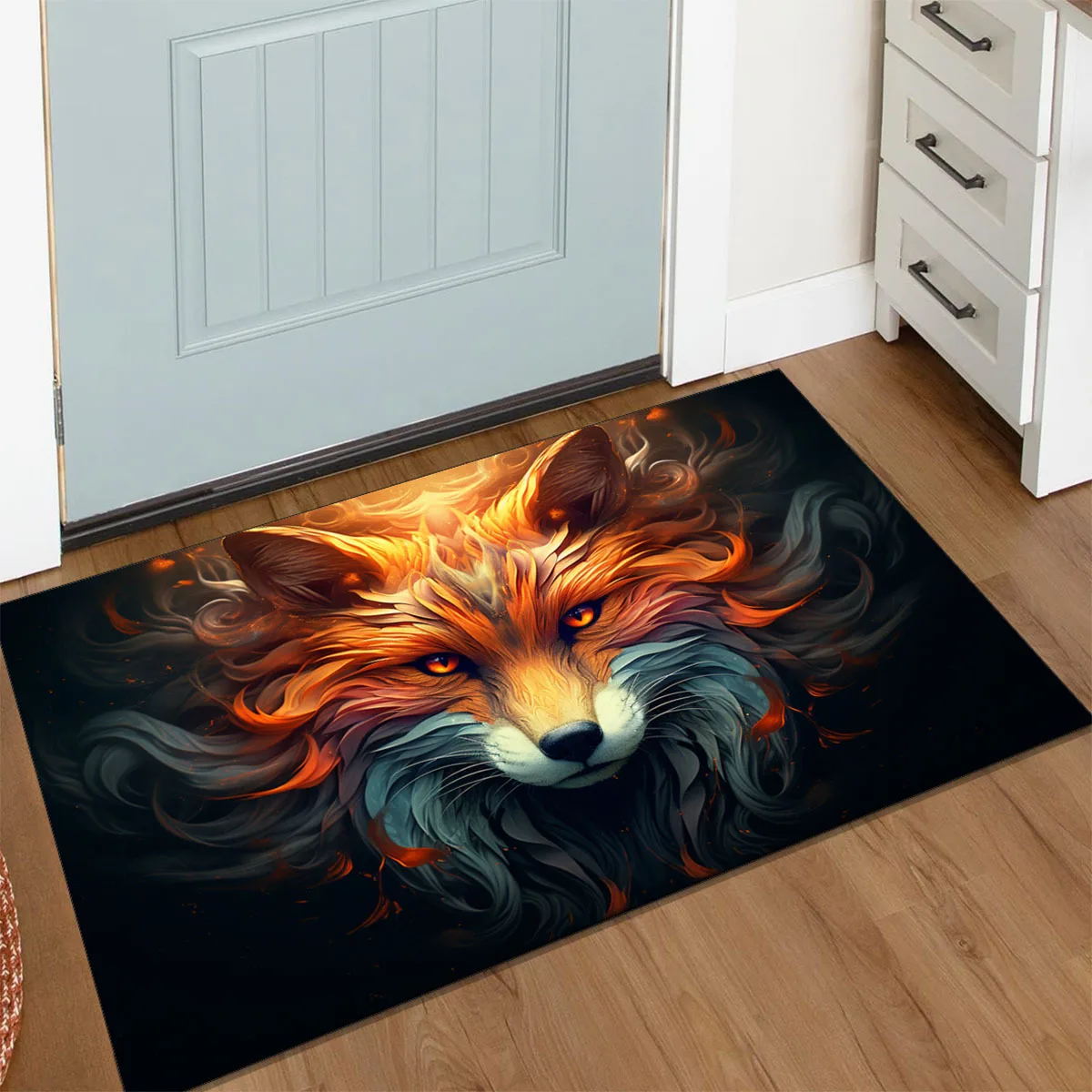 

1 шт. ковер с принтом лисы, бархатная ткань с кристаллами, подходит для украшения спальни и гостиной