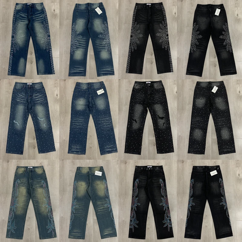 

New Men's VALLEY Jeans Trend Hip-hop Original Label Autumn American High-quality Hot Drill Ripped Pants Vale Denim Trousers