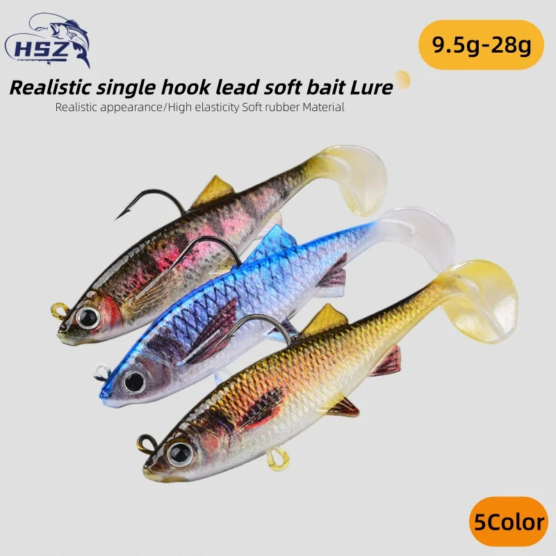 Nuevo Cebo suave con plantilla de cola en T de PVC, cebo Artificial de sábalo Swimbait de 9,5-28g para Zander Pique, pesca baja