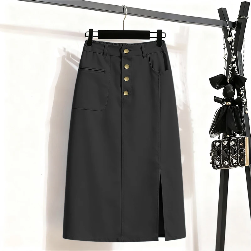 

Women Fashion Solid Long Skirts ZANZEA Sexy Split Bottoms 2025 Autumn Pockets Casual Loose Jupes Faldas Saia Femme Streetwear