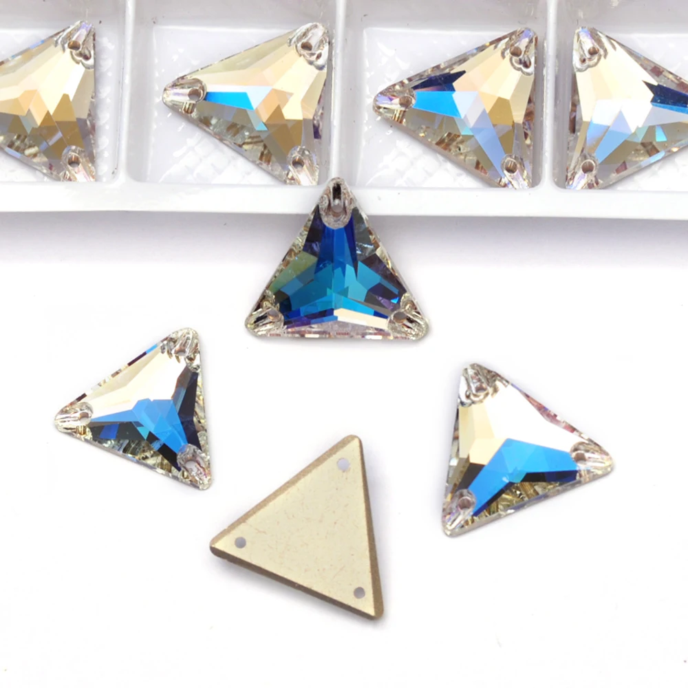 

Moonlight Triangle Shape Crystal Rhinestones Wholesale Luxury Non Hotfix Sew on Garments Shoes Diy Accessories