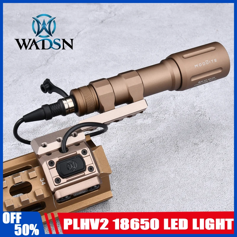 

WADSN PLHv2 18650 White LED Tactical Scout light Airsoft Rifle flashlight Hunting High Power 1300lumens Picatinny Raill