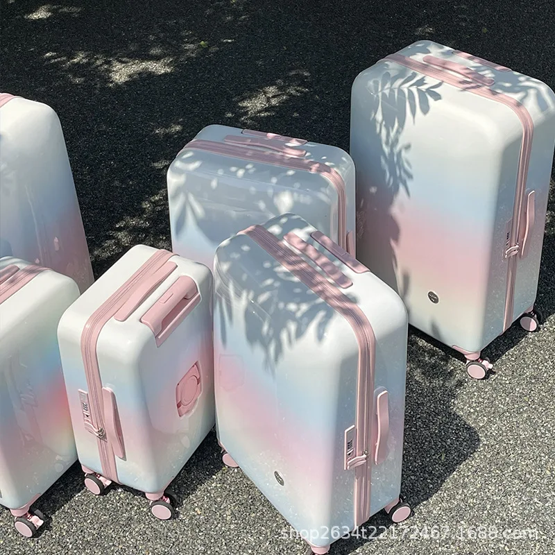 Rolling Suitcase Gradient Color Luggage Hard Shell Suitcase Carry on Luggage Trolley Bag Under Seat Luggage Suitcase 20 Inch