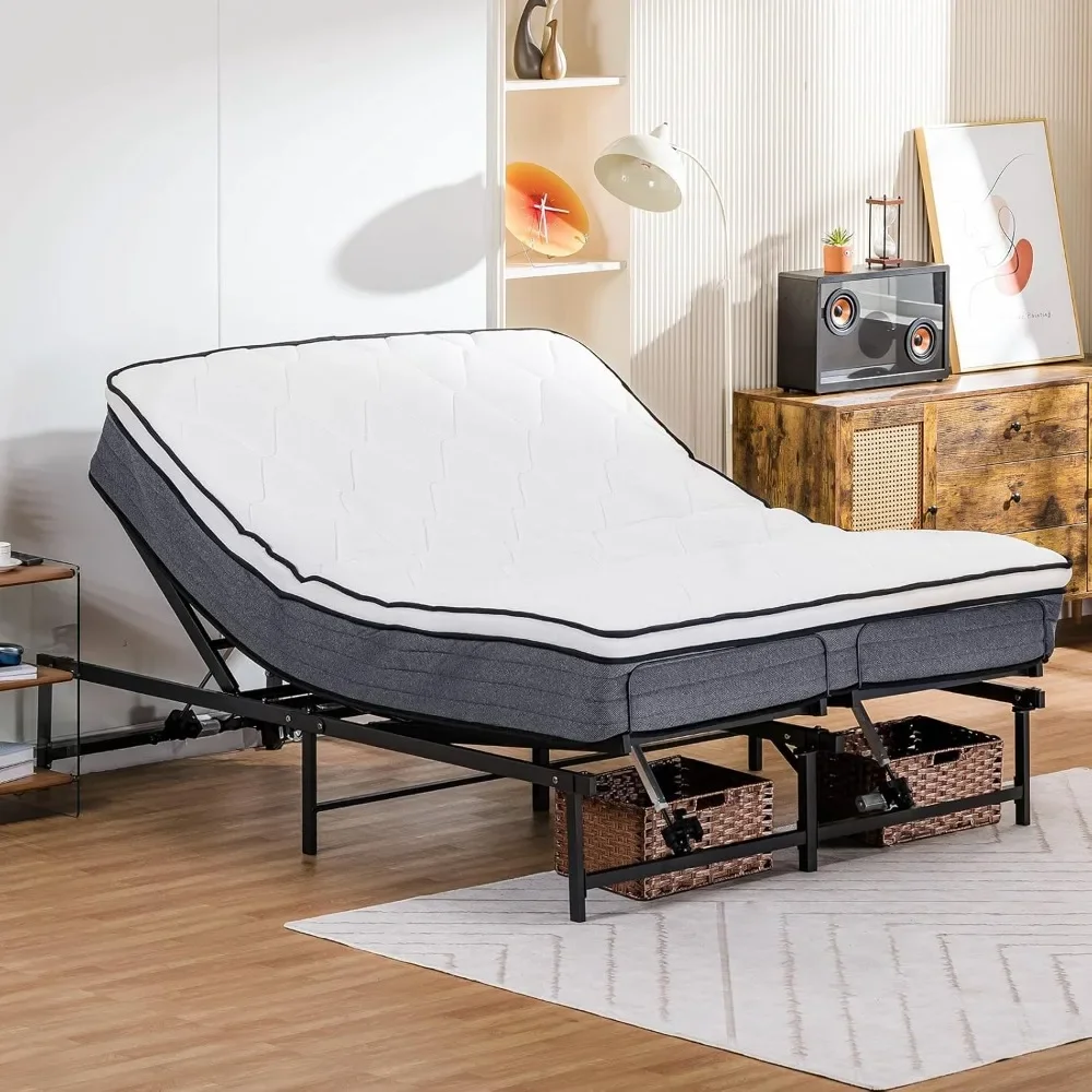 Adjustable Bed Frame Queen, Independent Head and Foot Incline, with Remote Control, Bedroom Bed Frames