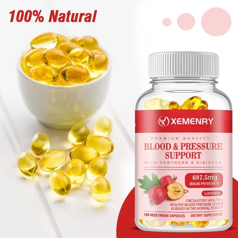 Blood & Pressure Support Capsules - with Hawthorn, Hibiscus and Garlic, Support Y Blood Circulation & Heart Energy Supplement - Image 5