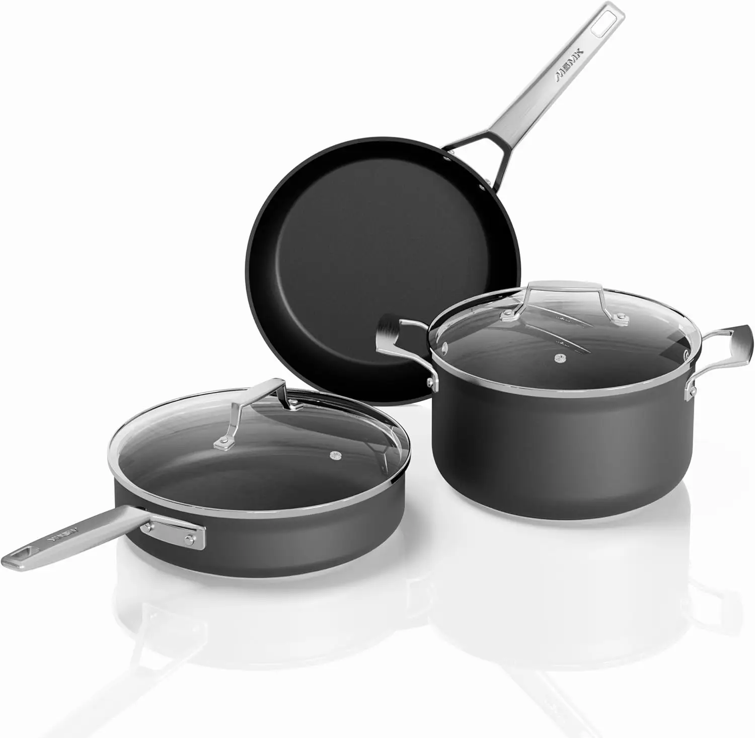 

5-Piece Pots and Pans set, Durable Non Stick Coating From USA, Kitchen Cookware sets, even heating, comfortable handling, Induct
