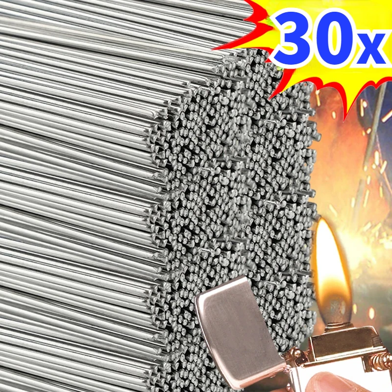 30/10Pcs Low Temperature Easy Melt Aluminum Universal Silver Welding Rod Cored Wire Rod Solder No Need Solder Powder Weld Bar