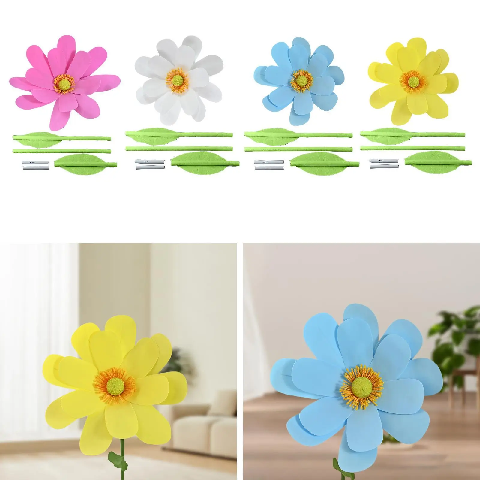 

70cm Large Foam Artificial Daisy Flower Decoration Simple Assembly Multifunctional for Birthday Party Stylish Handmade
