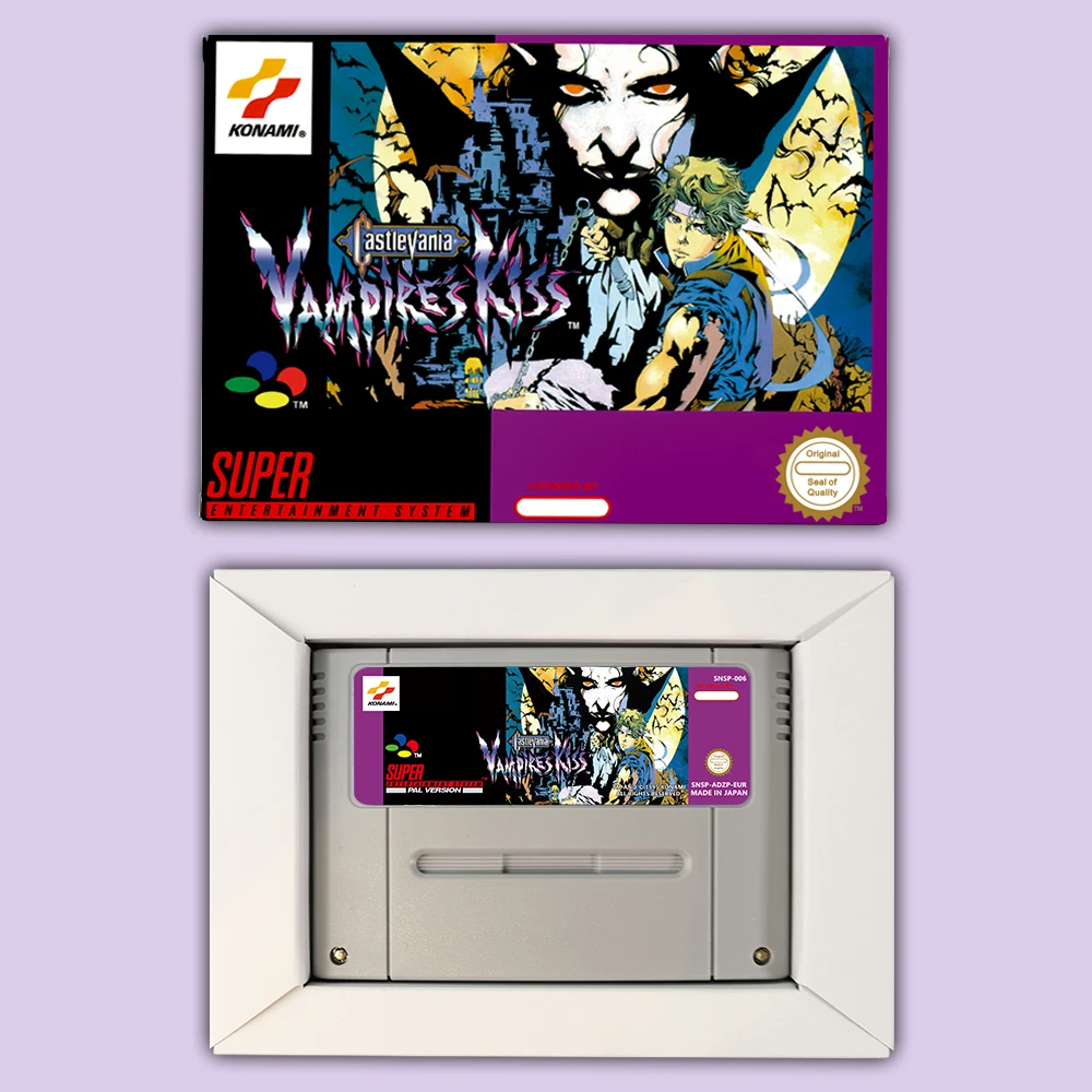 Castlevania Vampire's kiss Action games for SNES 16 bit USA NTSC or EUR PAL Video Game Consoles Cartridge