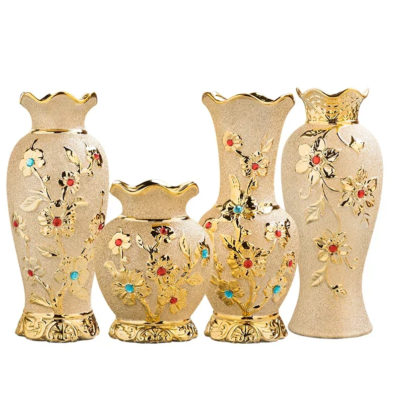 Europe Gold Ceramic Vase Home Decor Creative Design Porcelain Decorative Flower Vase For Wedding Decoration