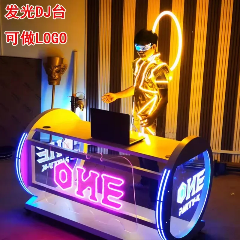 Bar DJ table DJing table KTV party box acrylic led luminous concert butterfly beater table customization