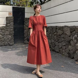 Dressed Women's Summer 2024 New High Waisted Slim Temperament Tea Break Skirt French Retro A-line Skirt Female Knee Length Dress