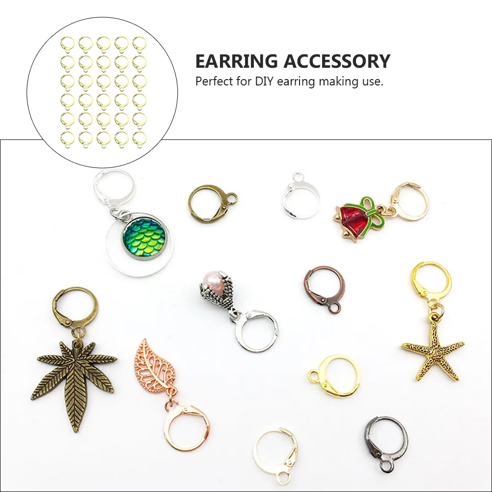 

100 Pcs Round Copper Ear Buckle Earring Accessory Jewelry Making Women's Earrings Crafting Supplies Plating Alloy