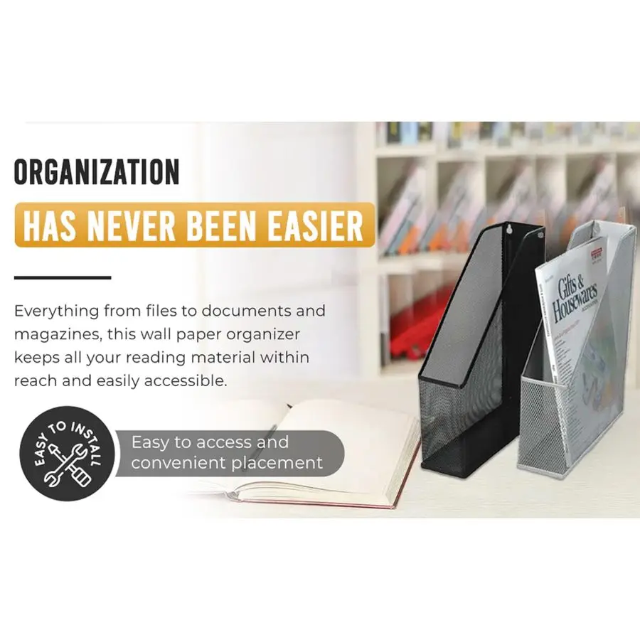 Steel Mesh Wall Magazine File Holder for Home amp Office Organization, Serves as a Magazine Rack, Desk Organizer, Letter and Mai