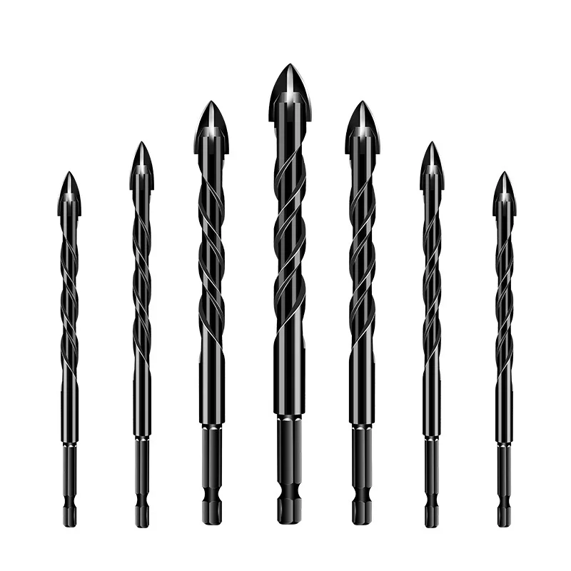7pcs 3-12mm Cross Hex Tile Drill Bits Set for Glass Concrete Ceramic Hole Opener Brick Hard Alloy Triangle Bit Tool Boxed Kit