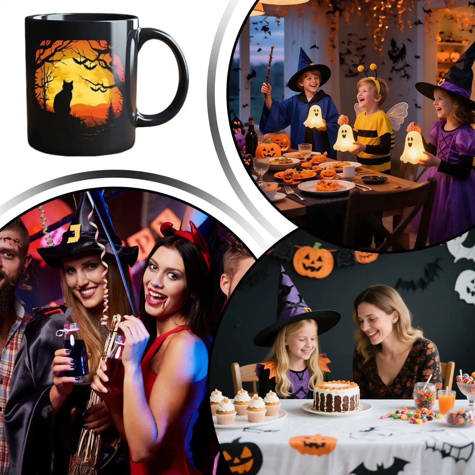 القط القهوة القدح السيراميك هالوين مضحك غامض فنجان القهوة كوب احتفالي القدح للأطفال البالغين العمل الرجال الأصدقاء البيرة الحليب النساء