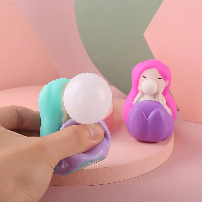 ลูกบอลคลายเครียดกันความเครียดรูปสัตว์น่ารักแบบใหม่ฟองคลายเครียดของเล่นนางเงือกของเล่น Relief คลายเครียดแบบนิ่มดุจ J101ของขวัญ