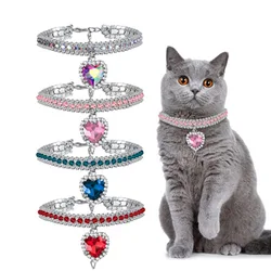 Cat Rhinestone Diamante Collar Necklace for Kitten Cute Bling Pet Accessories for Cat Puppy Doggy Crystal Pendant Dog Collar