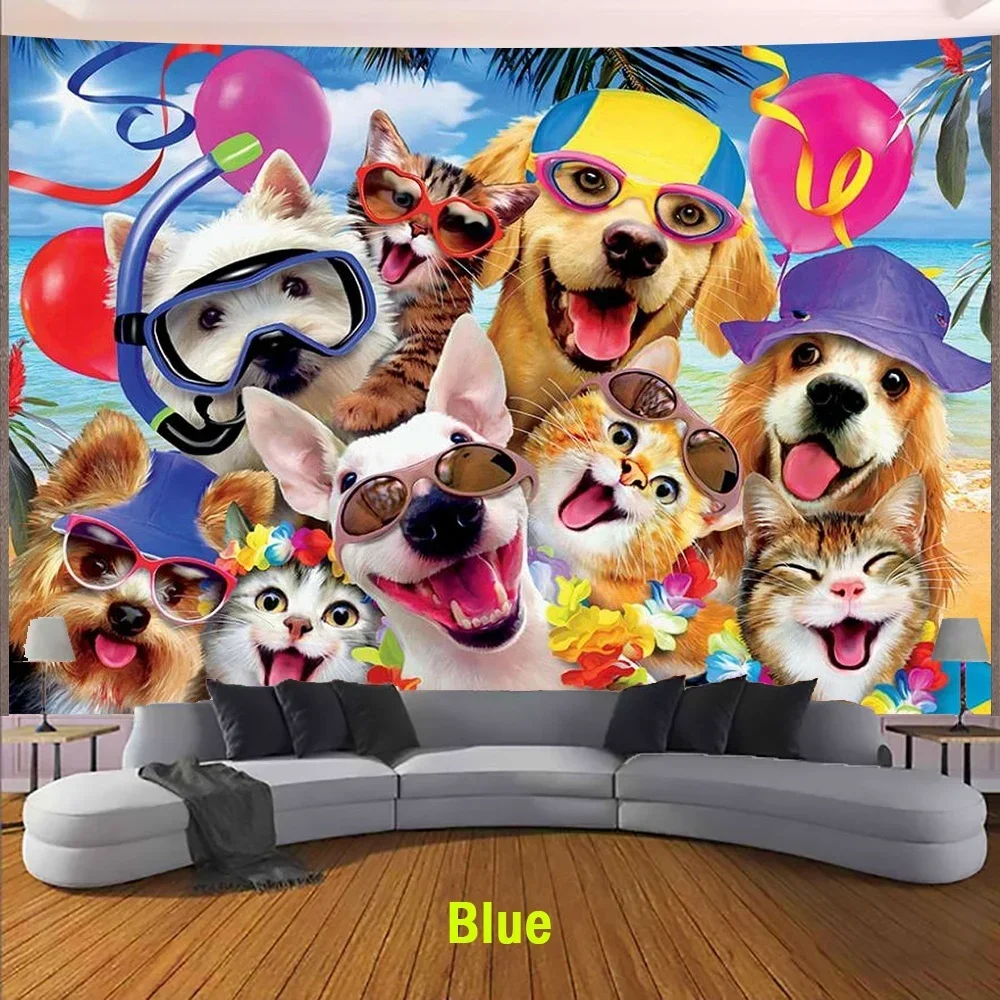 

3D Animal Tapestry Cat Dog Print Wall Art Poster Living Room Bedroom Tapestries Wall Hanging tapestry room decor