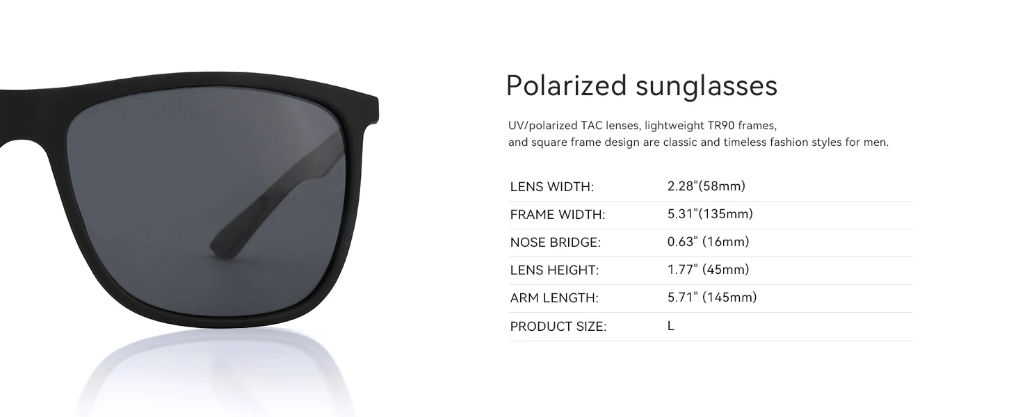 ZENOTTIC sonnenbrillen herren Quadratische polarisierte Sonnenbrille für Herren, ultraleichte Carbonfaser-Sonnenbrille, zum Fahren, Angeln, Golf, Sport, UV400-Schutz – Detail 11