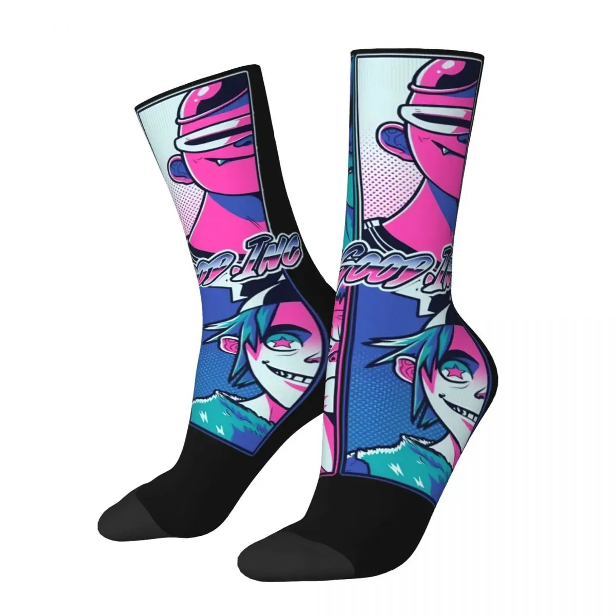 Harajuku Feel Good Inc Artwork Design Print Socks Accessories All Season Gorillaz Band Cute Middle Tube Socks Breathable