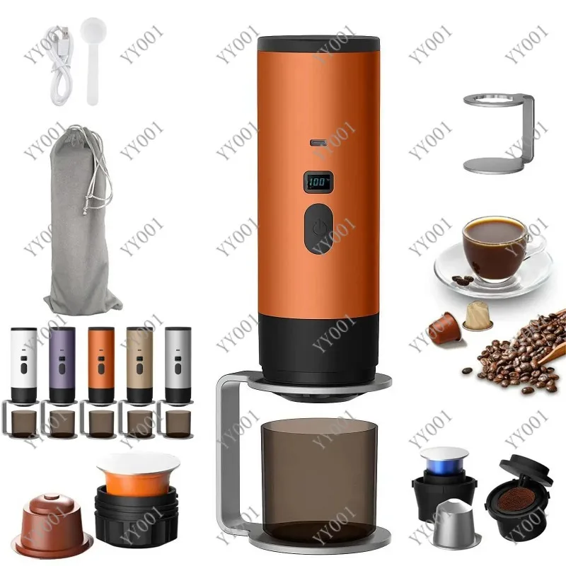 Mini Electric Coffee Maker 20Bar Wireless Portable Espresso Machine for Home Office Outdoor