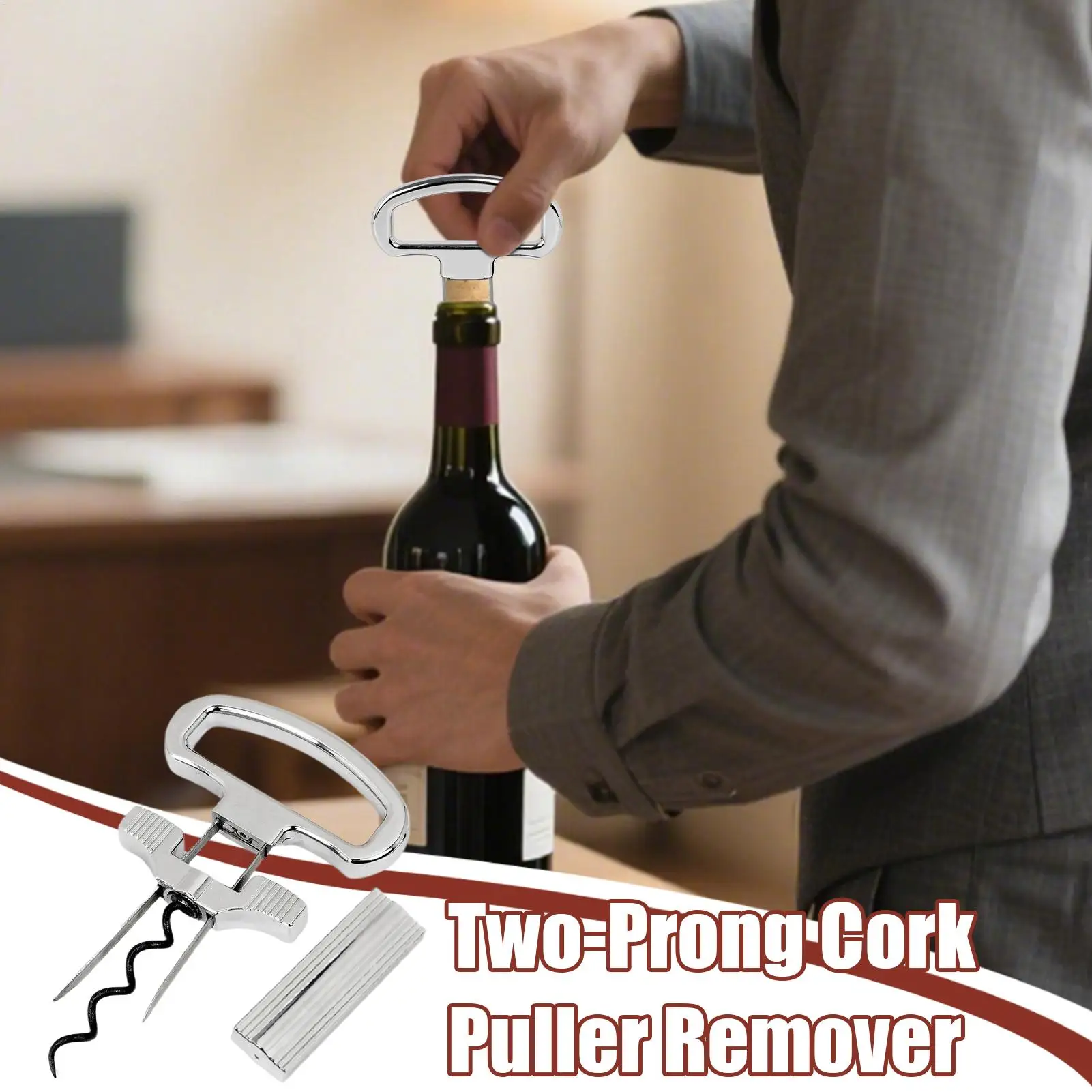

Two Prong Wine Opener Extractor For Opening Beer Portable Bottle Opener With Corkscrew For Bar Sommelier Waiters Home Outdoor