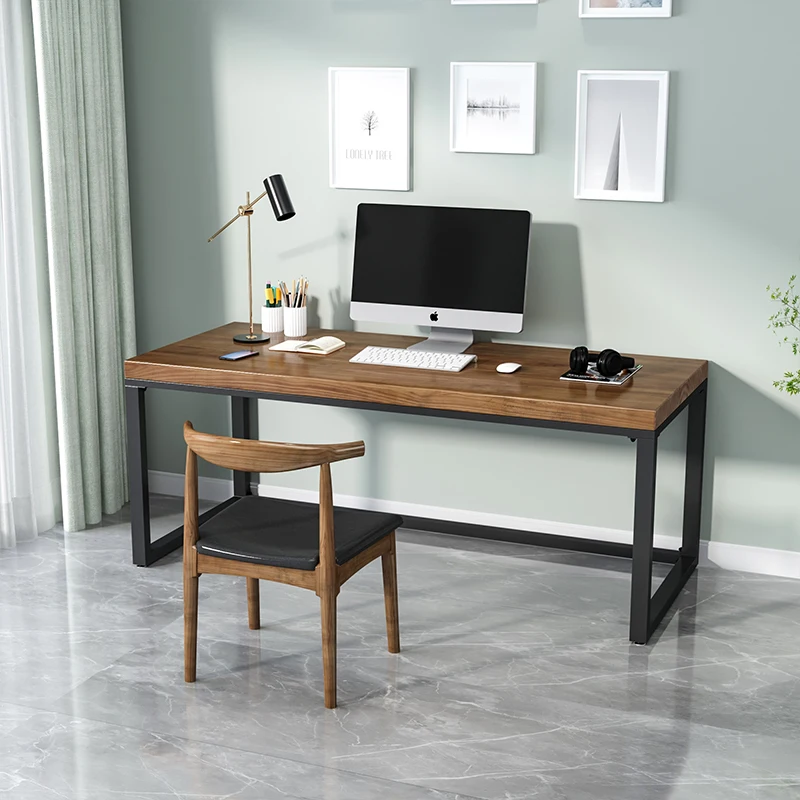 

Loft retro study desk minimalist log solid wood desk computer table living room calligraphy table home workbench