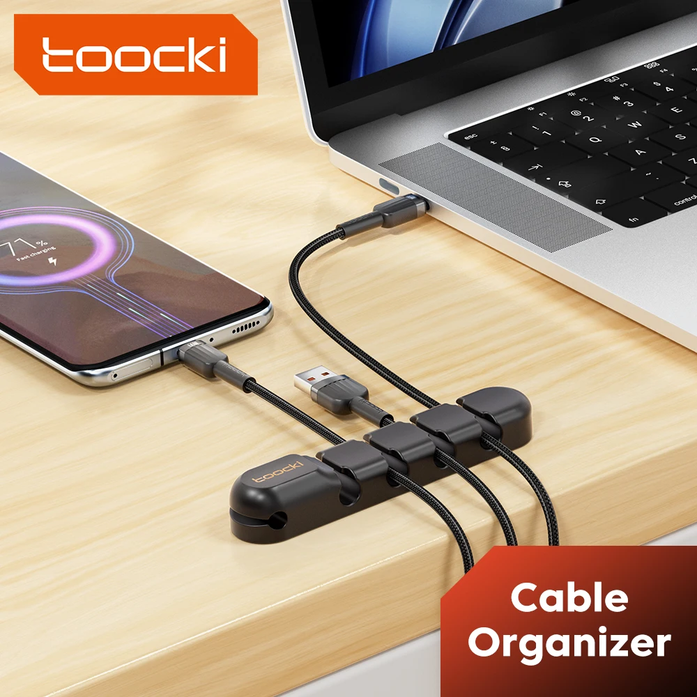 Toocki 2PCS Cable Organizer Silicone USB Cable Winder Flexible Cable Management Clips For Mouse Headphone Earphone Cable Holder