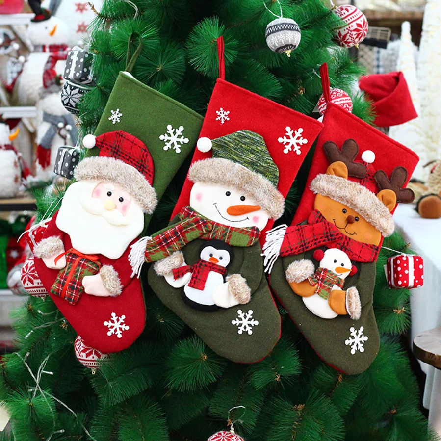 Old Man Snowman Elk Christmas Stocking Gift Bag Christmas Decoration Supplies Christmas Pendant Candy Bag