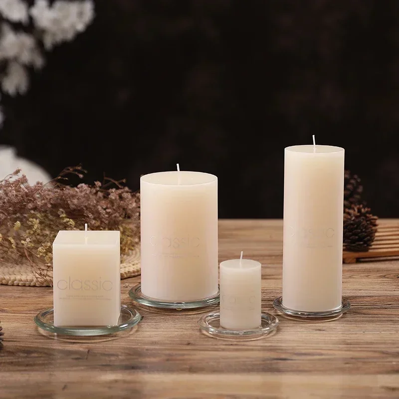 3 pcs Nordic classic ivory white cylindrical candle home lighting smokeless tasteless birthday wedding large candle Home Decor