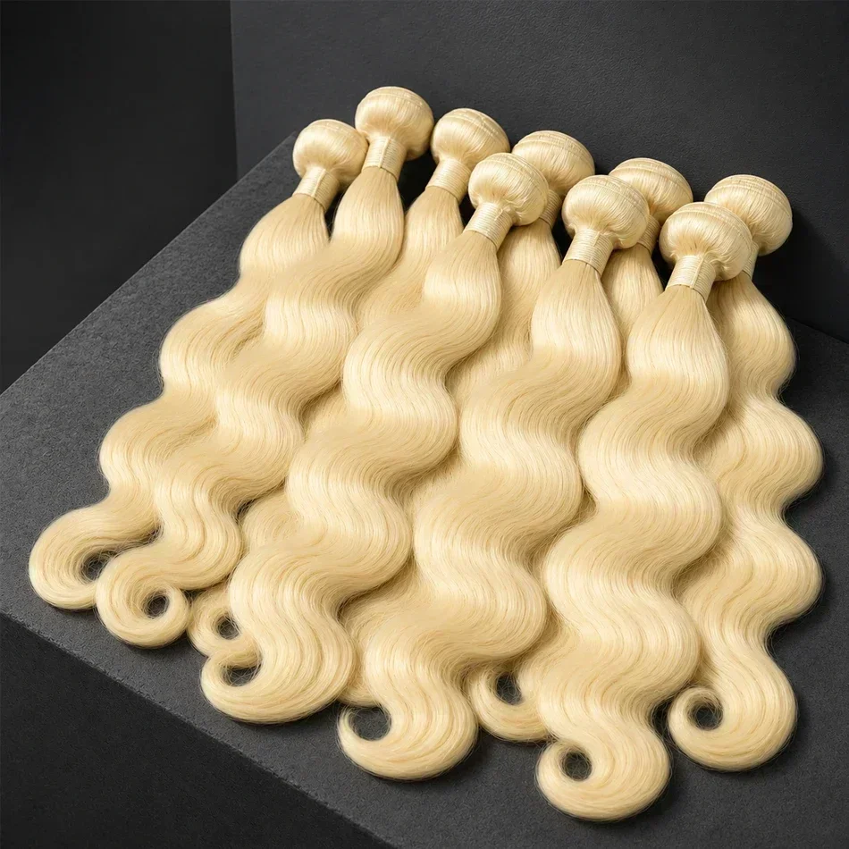 30 inch 613 Bundle Blonde Human Hair Weave Body Wave Brazilian Raw Hair Bundles 1 3 4 Pcs Weaving Lot Double Weft High Quality