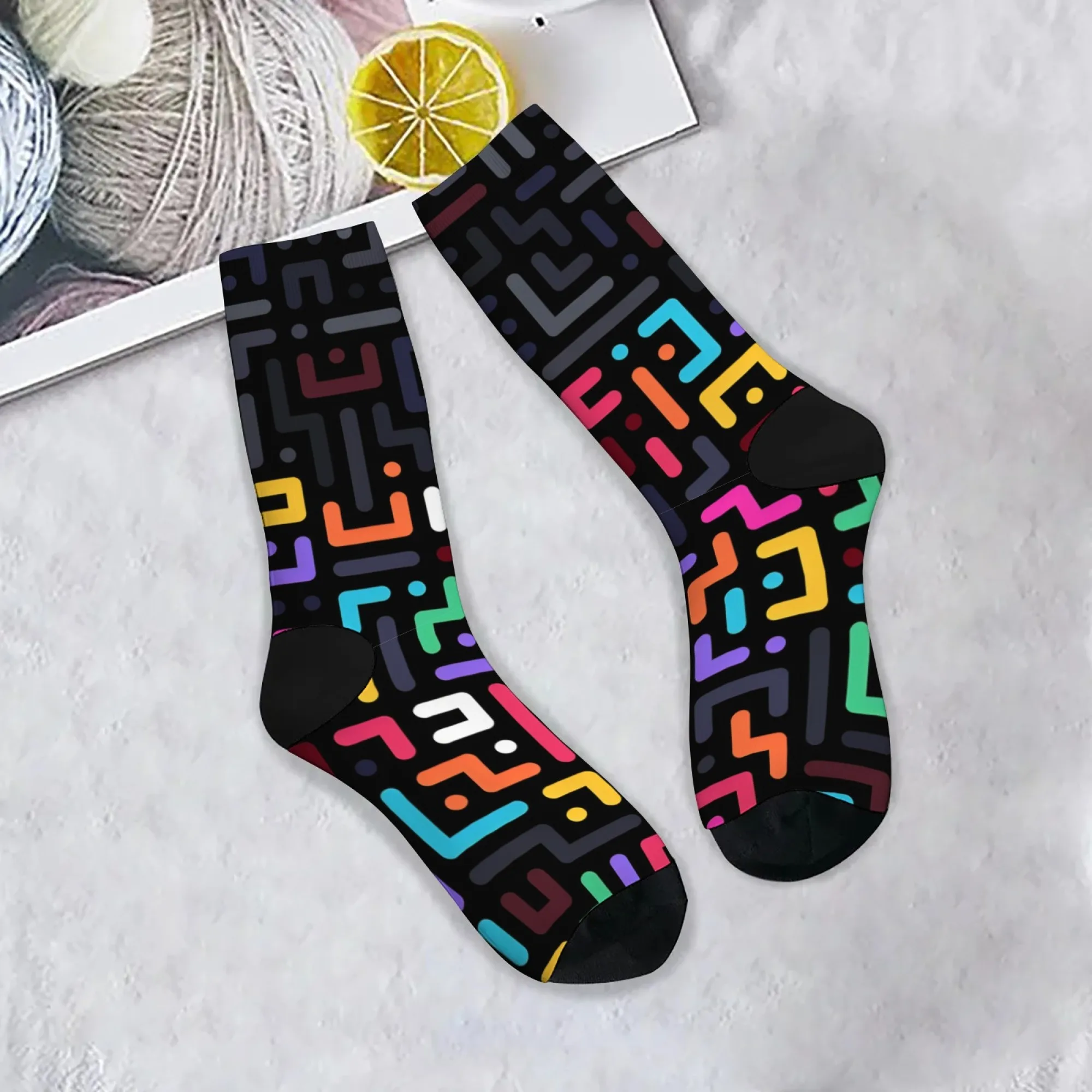 Colorful Geometric Socks Smooth Lightweight Durable Men's Socks Cycling Hiking Camping Fun Party Crazy Rock Compression Socks
