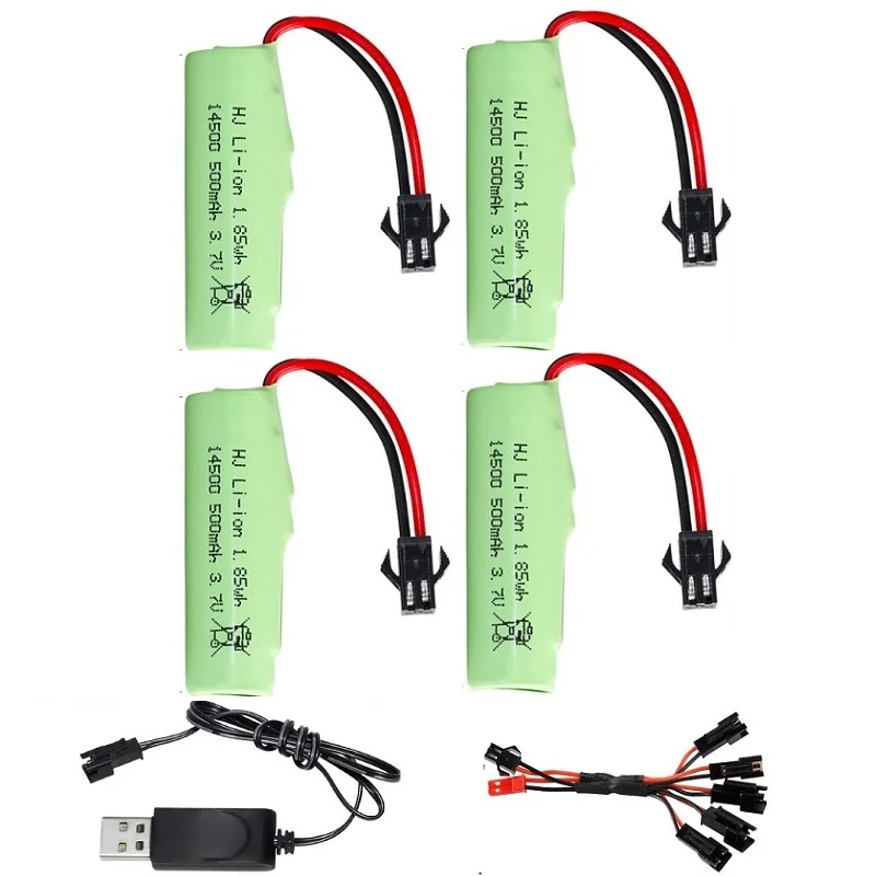 SM plug 3.7V 500mAh Li-ion Battery 14500/3.7V charger For R/C Stunt Dump Car/4WD Twist- Desert Cars  R/C Climbing cars