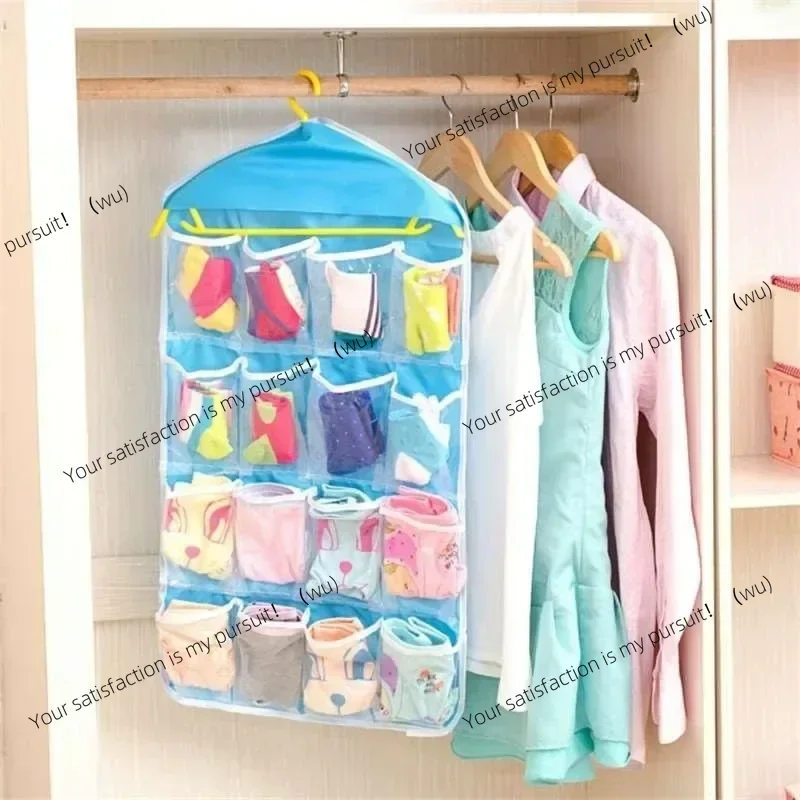 16-grid hanging clothing storage and finishing rack, socks, underwear, clothing collection, hooks, saving space