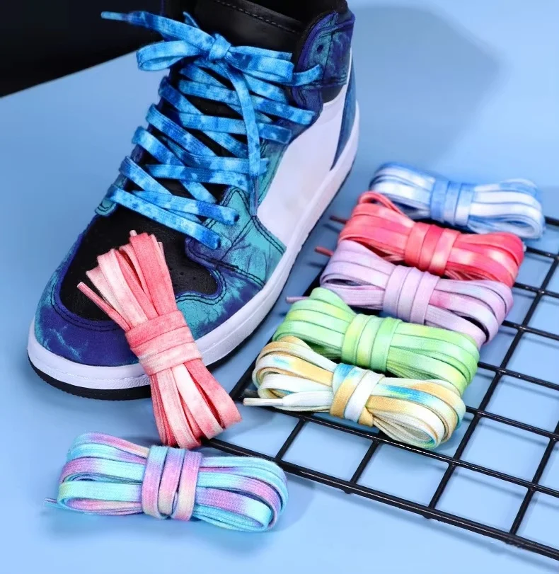Tie Dye Shoelaces Gradient Colors Shoe Laces for Sports Shoes Boots Sneakers Skates Casual Shoes Flat Shoelace 120/140/160CM