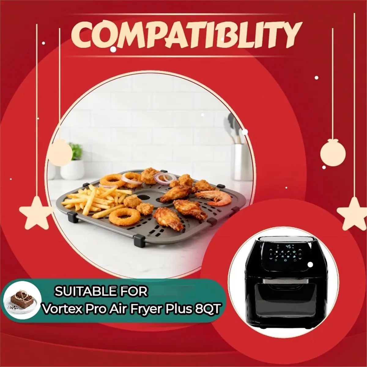 Air Fryer Replacement Parts for 8QT Air Fryer Tray Air Fryer Basket Plate Non-Stick Air Fryer Accessories