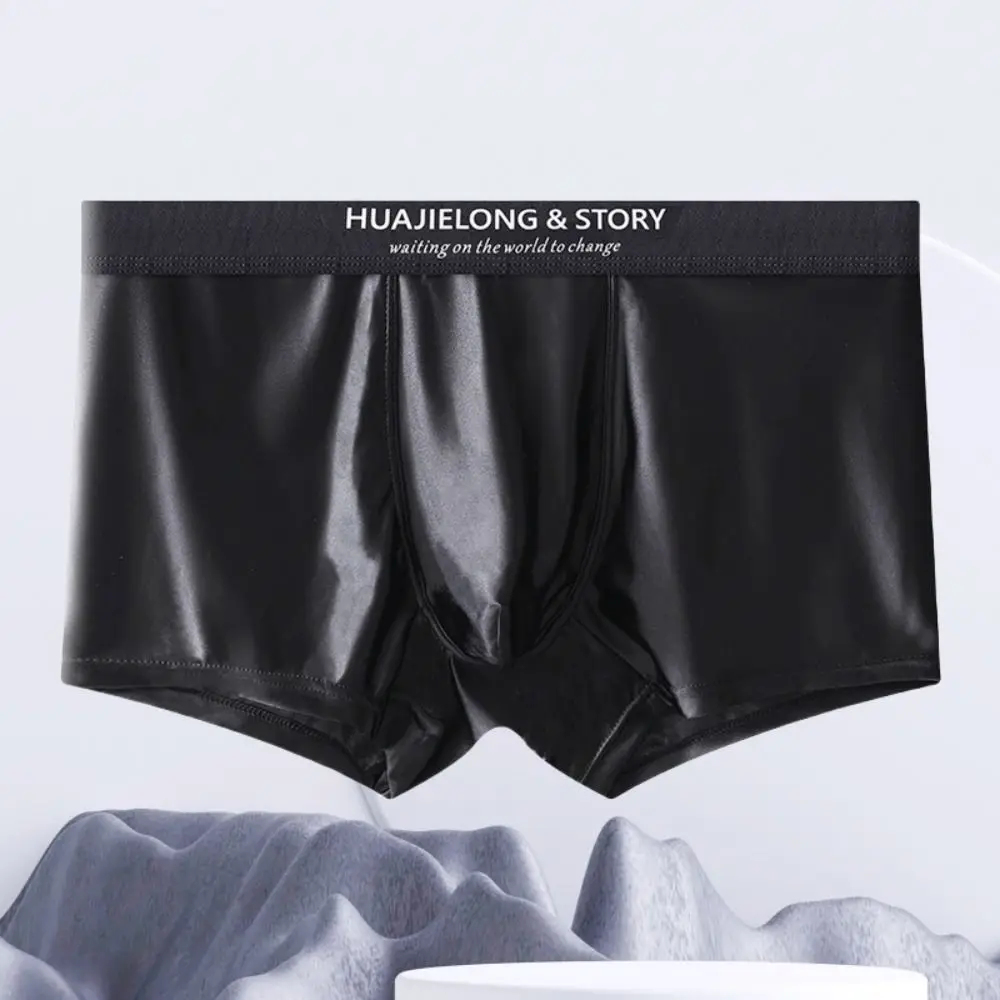 

Comfortable Thin Satin Silk Boxer Briefs Mid Waist Seamless Ice Silk Boxers Underpants Lingerie Underwear for Men Daily