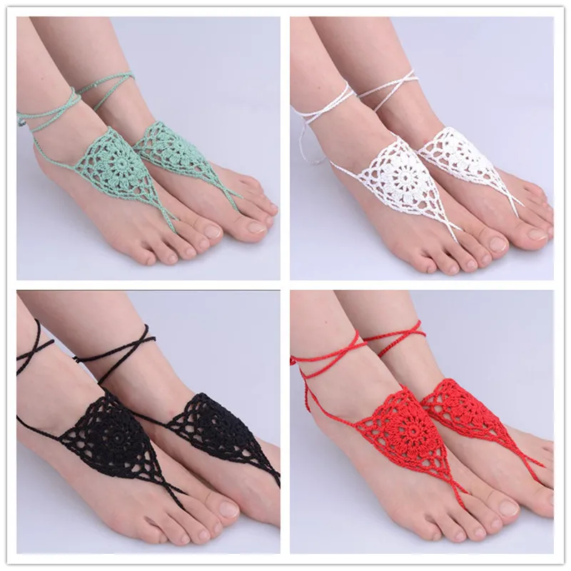 

Classics Bride Wedding Dress Foot Jewelry Sandals Barefoot Beach Party Handmade Hooked Foot Chain