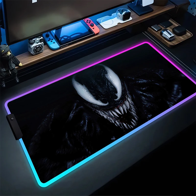 RGB Large Gaming Mouse Pad V-venoms Laptop Mat Gaming Mousepad Backlit Keyboard Gamer Table Pads M-Marvels boy style Home Decor