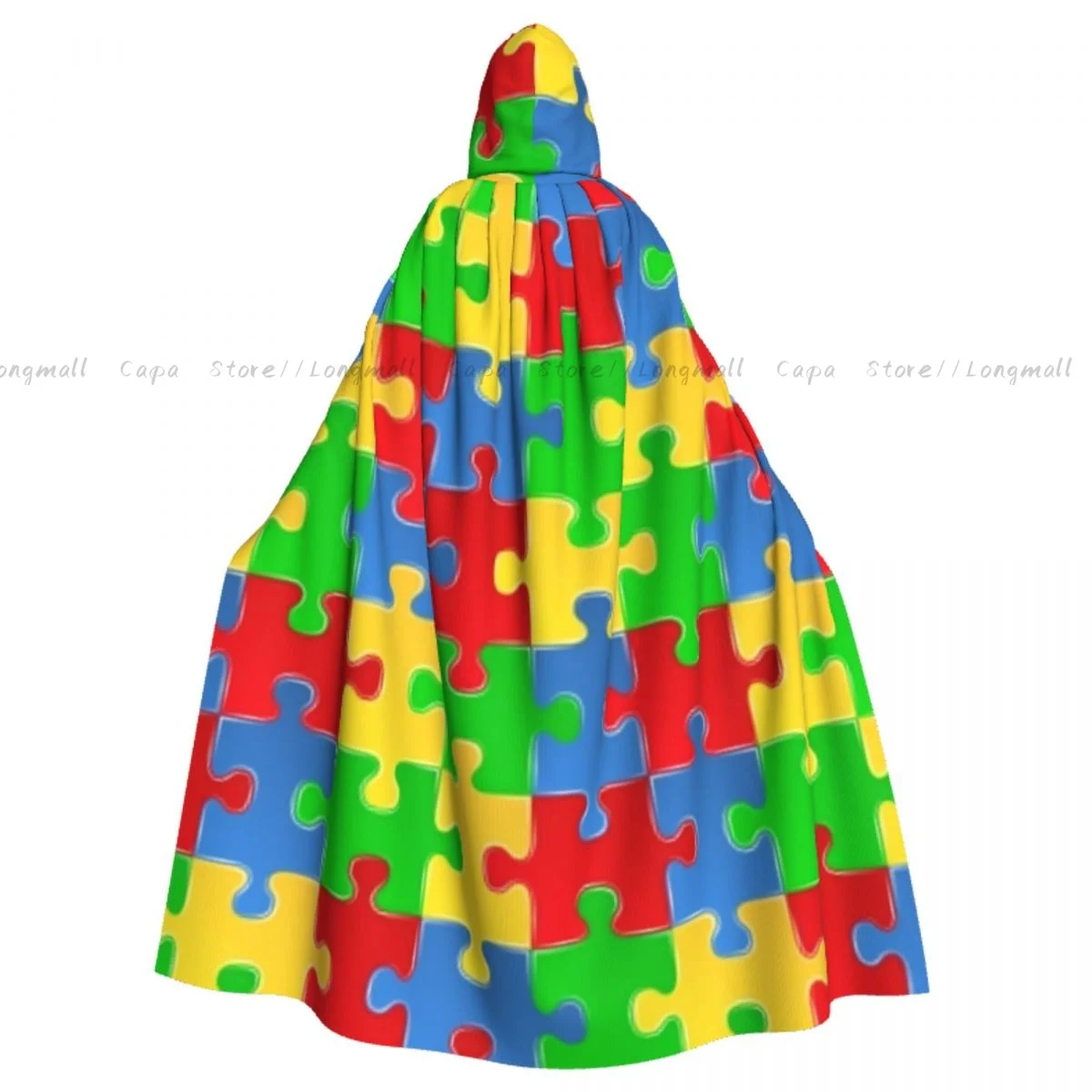 Cosplay Medieval Costumes Colorful Puzzle Background Hooded Cloak Capes Long Robes Jackets Coat Carnival