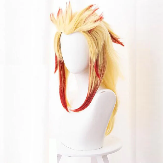 Anime Rengoku Kyoujurou Wig Cosplay Costume Long Mixed Color Heat Resistant Synthetic Hair Halloween Party Wigs