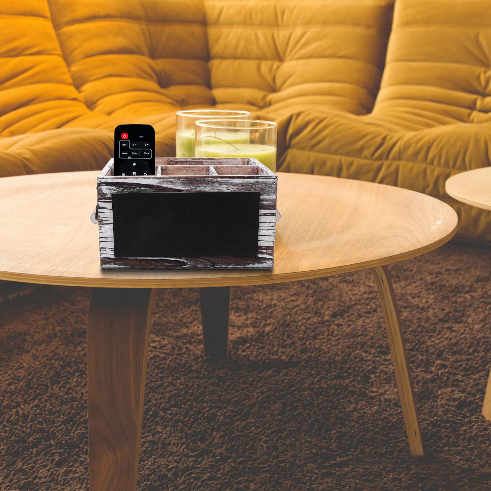 

Rustic Wooden Desktop Storage Box 12 Grids Organizer For Office Home Remote Control Pen Holder Case