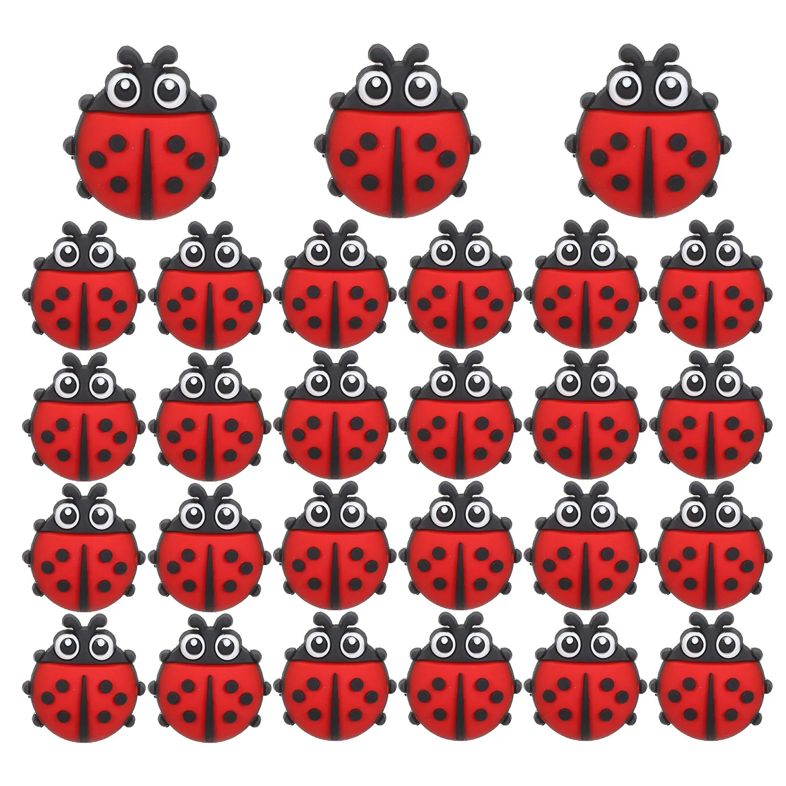 

30 шт. Декоративные клипсы-украшения для ручек и карандашей в форме божьей коровки, ПВХ, мультяшные подвески для класса