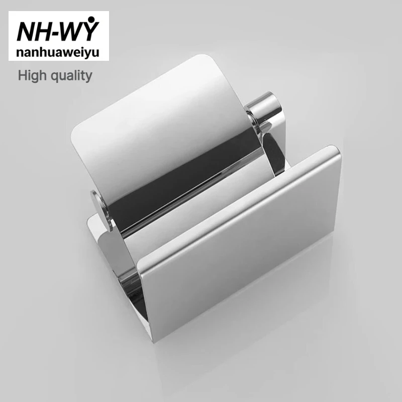Bright polished thickened 304 stainless steel bathroom tissue holder, with mobile phone rack, wall-mounted carton roll holder