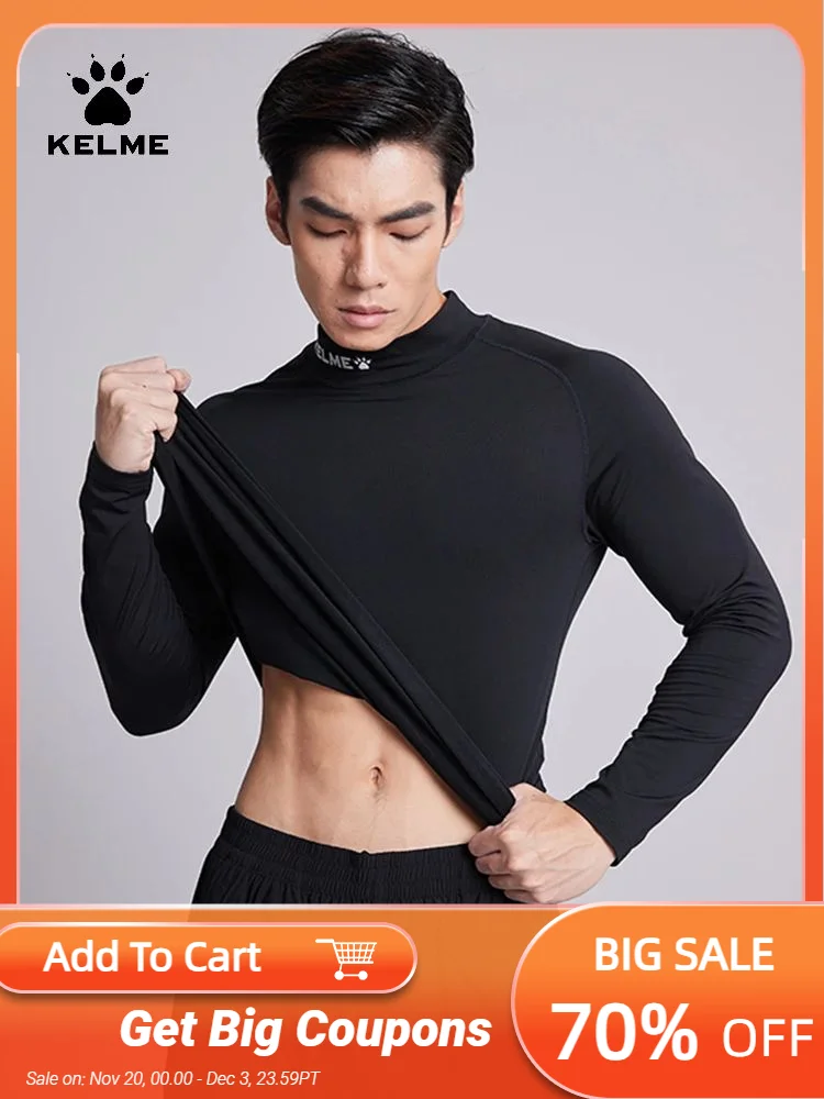

Мужские компрессионные колготки KELME, эластичная ФЛИСОВАЯ ФУТБОЛКА для фитнеса с длинными рукавами, быстросохнущая футболка для бега 8161TL1004